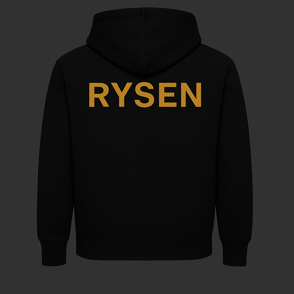RYSEN Hoodie – Wordmark only: RYSEN (ALL CAPS) – Gold
