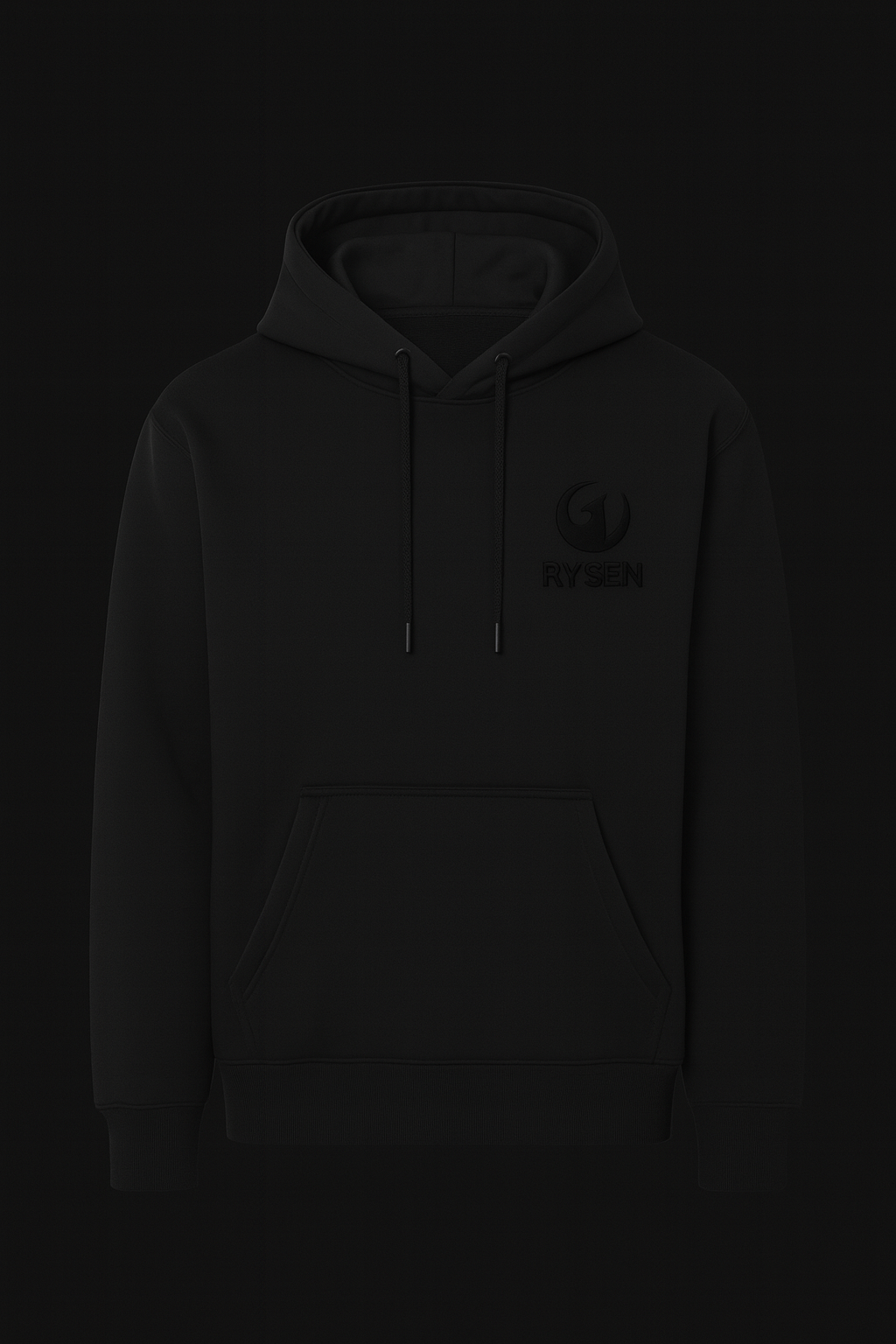 RYSEN Hoodie – Black-on-Black Phoenix + RYSEN (tonal)