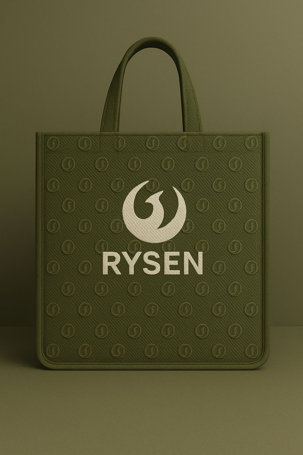RYSEN Tote Bag — White Phoenix on Olive (First Edition)