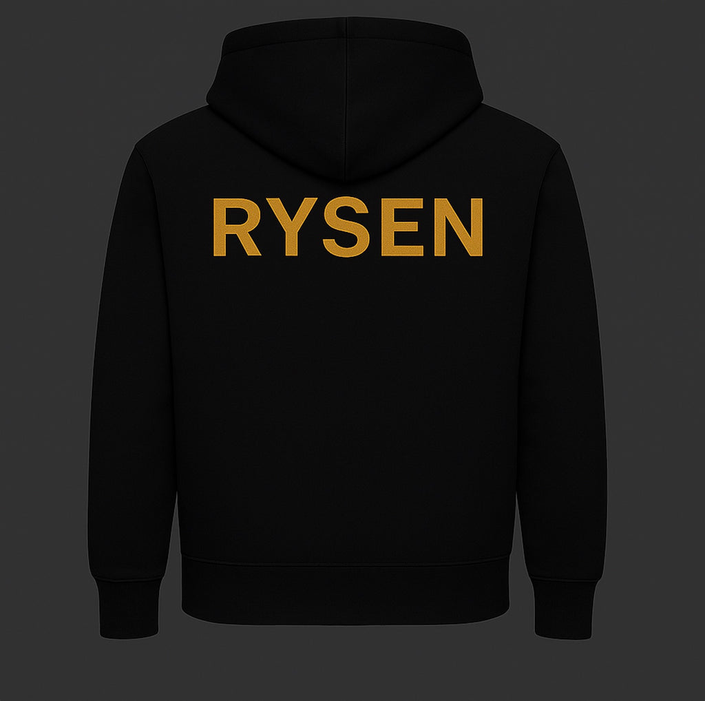 RYSEN Hoodie – Gold Phoenix + RYSEN (gold on deep black)