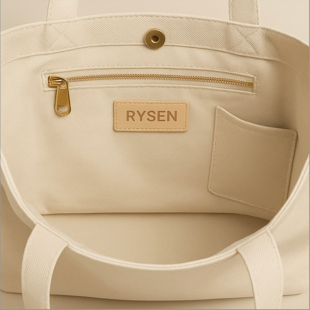 RYSEN Tote Bag – Black Wordmark on Stone
