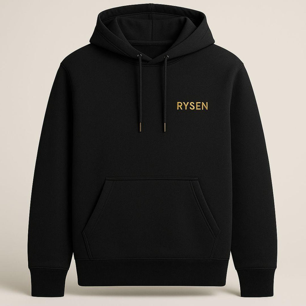 RYSEN Hoodie – Wordmark only: RYSEN (ALL CAPS) – Gold