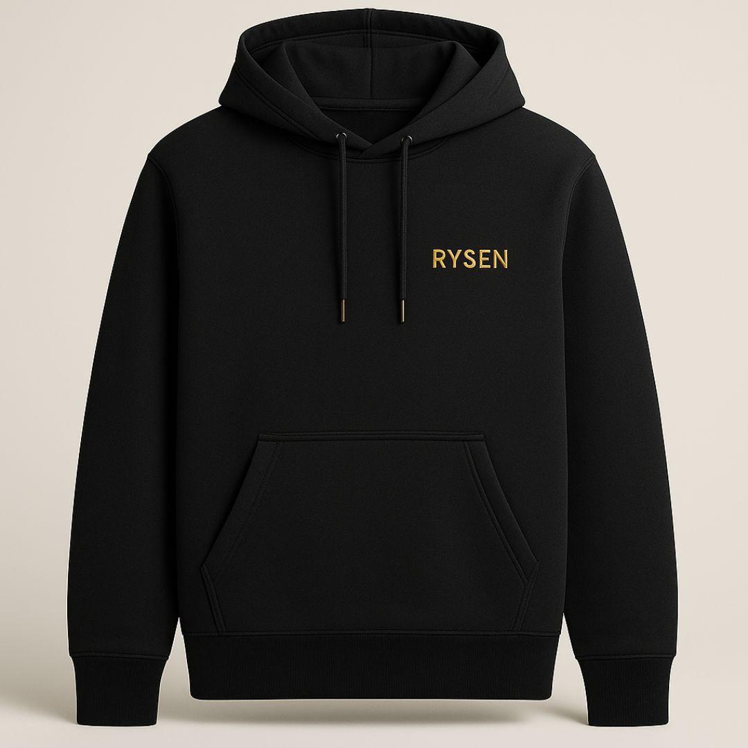 RYSEN Hoodie – Wordmark only: RYSEN (ALL CAPS) – Gold